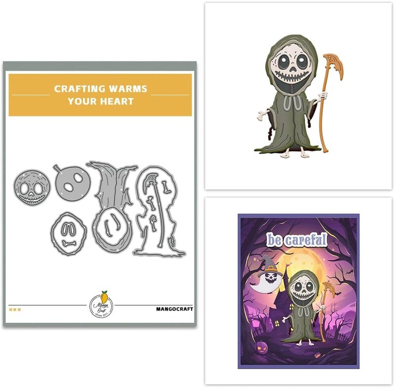 Yi Xuan Halloween Clear Silicone stampReusable Stamp with Pumpkins, Skulls, Bats, Santa Claus, and Holiday Designs. Used for Making Cards, scrapbooks, and DIY templates (Halloween Grim Reaper) - Image 3